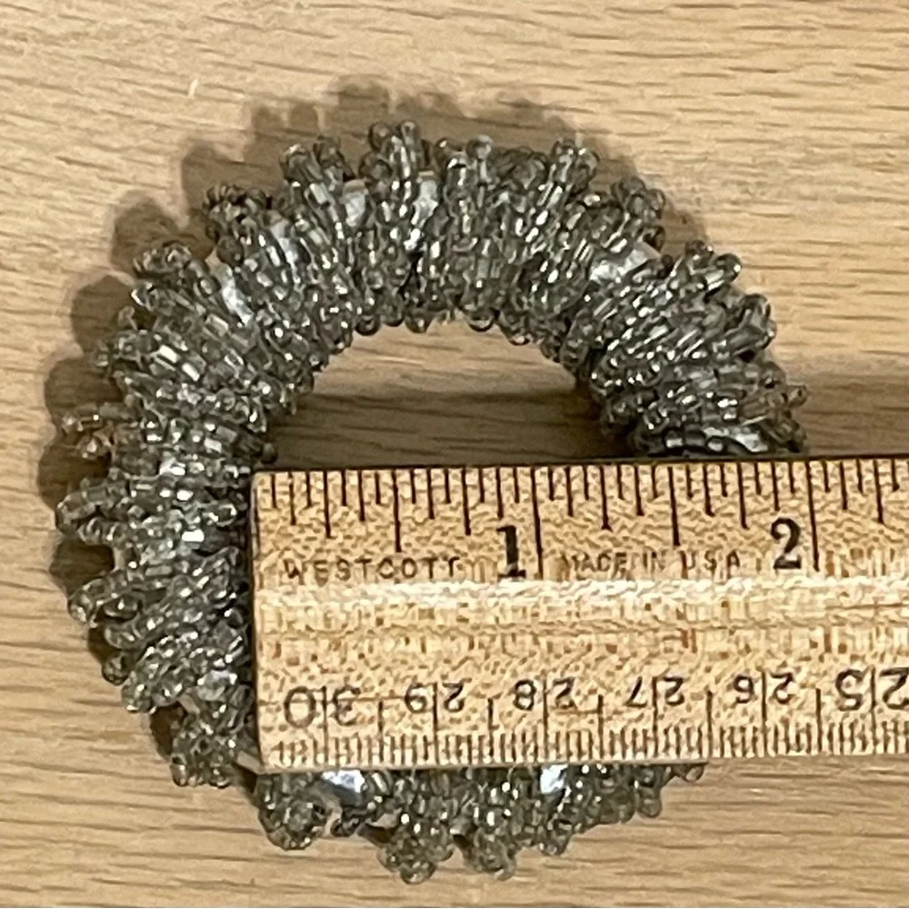 Glass Beaded Sparkly Silver Napkin Rings Holiday Special Occasion Party Set of 6